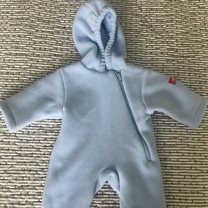Blue Cozy Footie One Piece with Hood